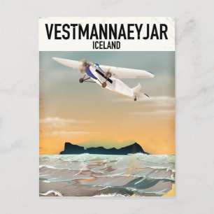 Vestmannaeyjar Island Reiseplakat. Postkarte