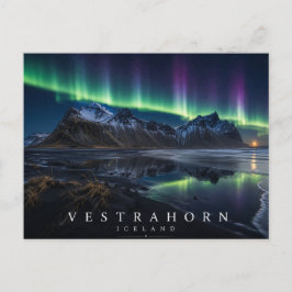 Vestrahorn-Berg Stokksnes Island Aurora Postkarte