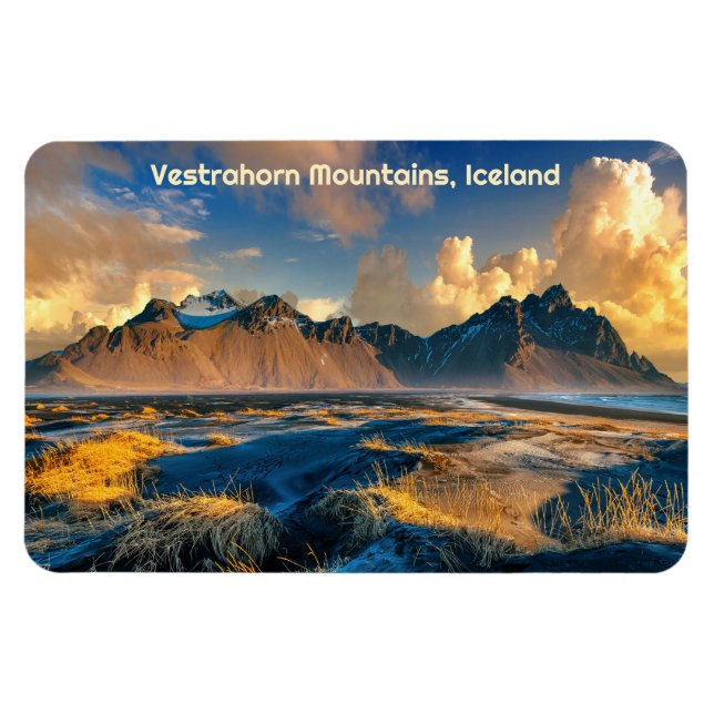 Vestrahorn-Gebirge mit benutzerdefiniertem Text, I Magnet (Horizontal)