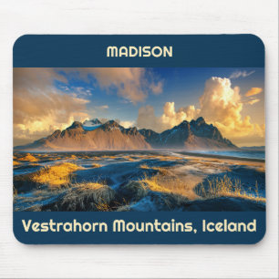 Vestrahorn-Gebirge mit benutzerdefiniertem Text, I Mousepad