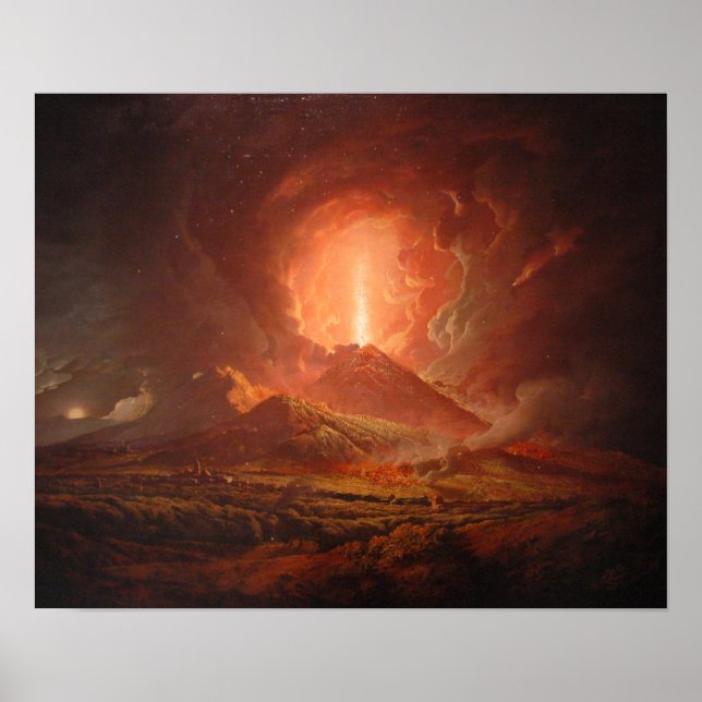 Vesuv aus Portici, Joseph Wright von Derby Poster (Vorne)