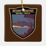 Vesuv Golf von Neapel Abzeichen Vintag Keramikornament<br><div class="desc">Neapel und Vesuv im Stil der Vektorkunst. Der Vesuv ist ein somma-stratovulkanischer Ort am Golf von Neapel in Kampanien,  Italien.</div>