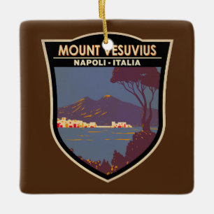 Vesuv Golf von Neapel Badge Vintage Keramikornament
