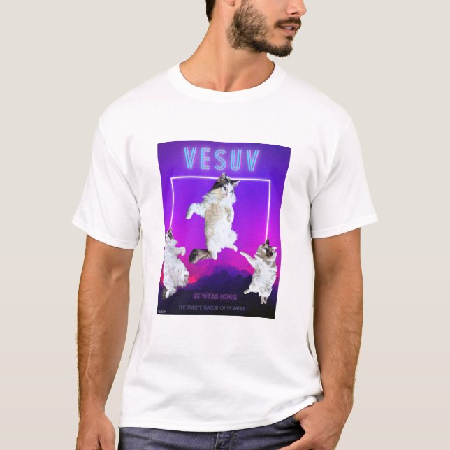 Vesuv Katze 9 Lives Funny Neon T - Shirt Unisex (Vorderseite)