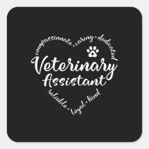 Vet assistant, veterinary assistant quadratischer aufkleber