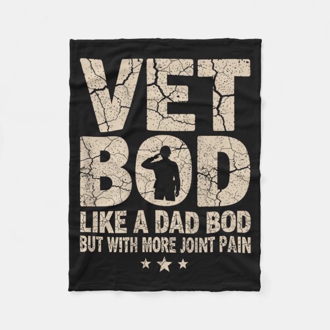 Vet Bod Like A Dad Bod Funny Military Veteran Dad  Fleecedecke (Vorderseite)