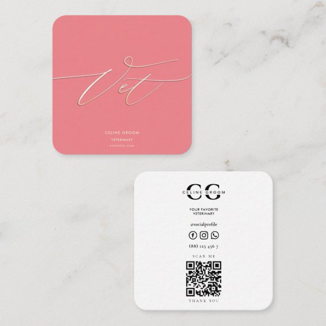 VET Pet Groom Care Hund Experte Veterinärmedizinis Quadratische Visitenkarte (Vorne/Hinten)