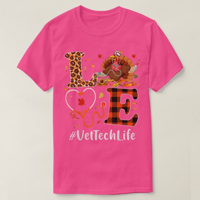 Vet Tech Liebe Erntedank Leopard Stethoscope Fun T-Shirt (Design vorne)