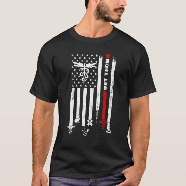 Vet Tech Veterinary Technician American Flag Paw P T-Shirt (Vorderseite)