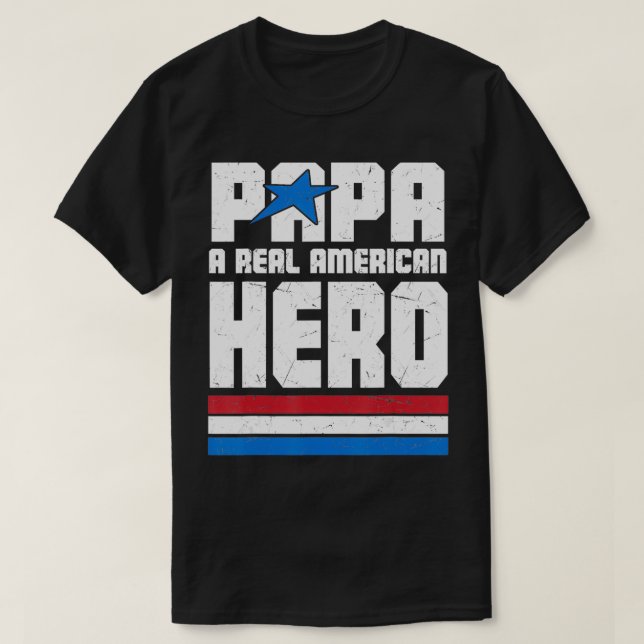VETERAN 365 Papa Real American Hero T-Shirt Father (Design vorne)