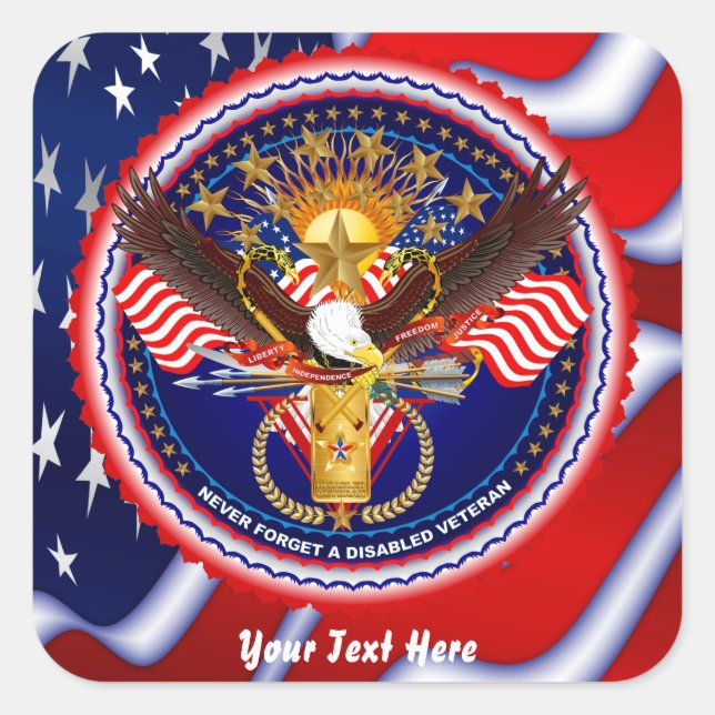 Veteran Anpassen der Hintergrundfarbe für Bearbeit Quadratischer Aufkleber (Vorderseite)