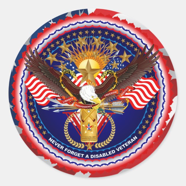 Veteran Anpassen der Hintergrundfarbe für Bearbeit Runder Aufkleber (Vorderseite)