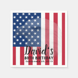 Veteran Bald Eagle & American Flag 80. Geburtstag Serviette