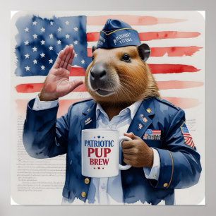 Veteran Capybara Aquarellmalerei Poster