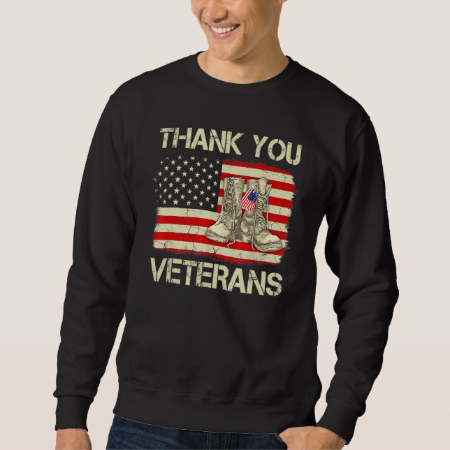 Veteran Day American Flag Vielen Dank Veteran Comb Sweatshirt (Vorderseite)