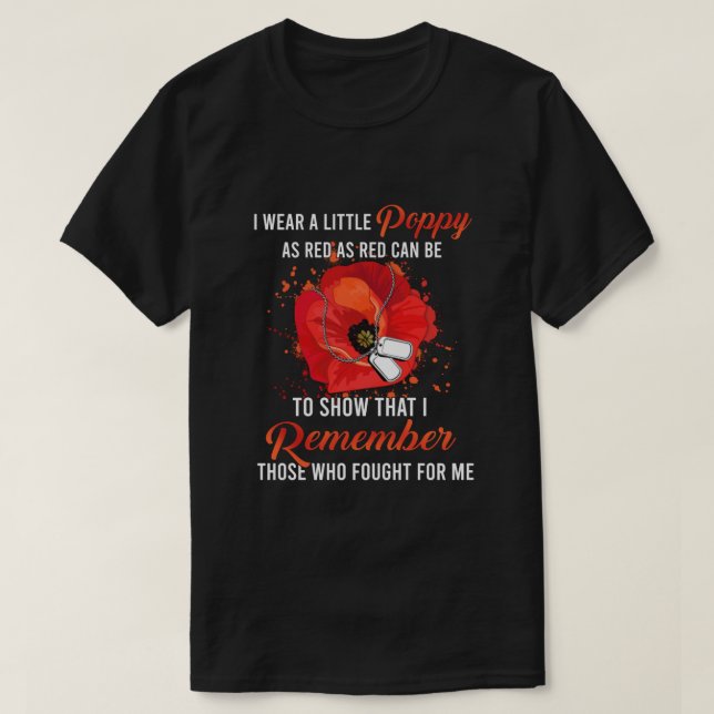 Veteran Day Lest We Vergessen Red Poppy Blume USA  T-Shirt (Design vorne)