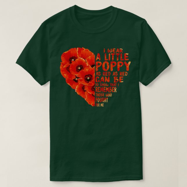 Veteran Day Lest We Vergessen Red Poppy Blume USA  T-Shirt (Design vorne)