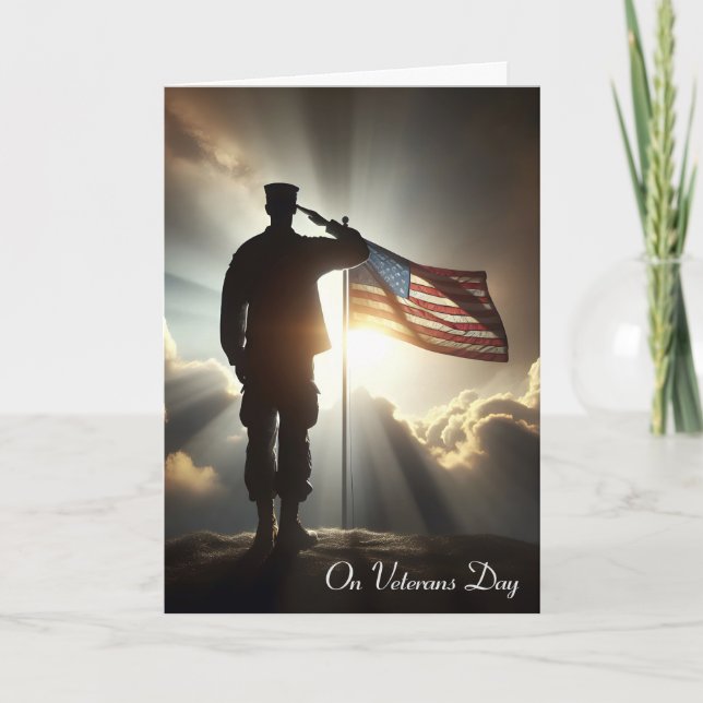 Veteran Day Saluting American Soldier Karte (Vorderseite)