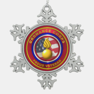 Veteran des Army Ordnance Corps Schneeflocken Zinn-Ornament