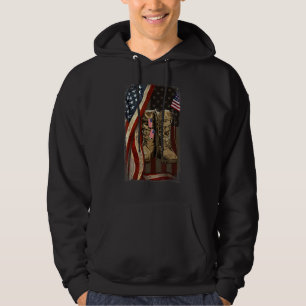Veteran Dog Tag Kampfstiefel Amerikanische Flagge  Hoodie