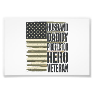 Veteran Ehemann Daddy Beschützer Held Flag Shirt D Fotodruck