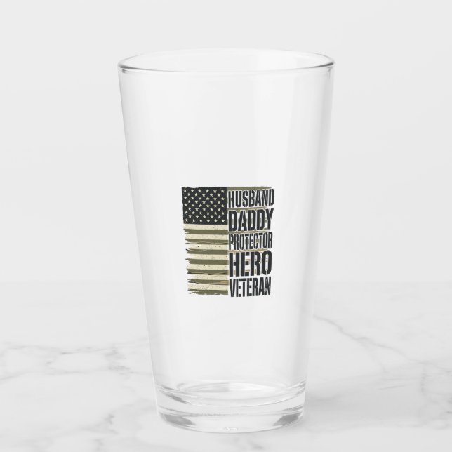 Veteran Ehemann Daddy Beschützer Held Flag Shirt D Glas (Vorderseite)