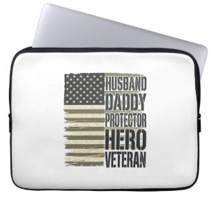Veteran Ehemann Daddy Beschützer Held Flag Shirt D Laptopschutzhülle