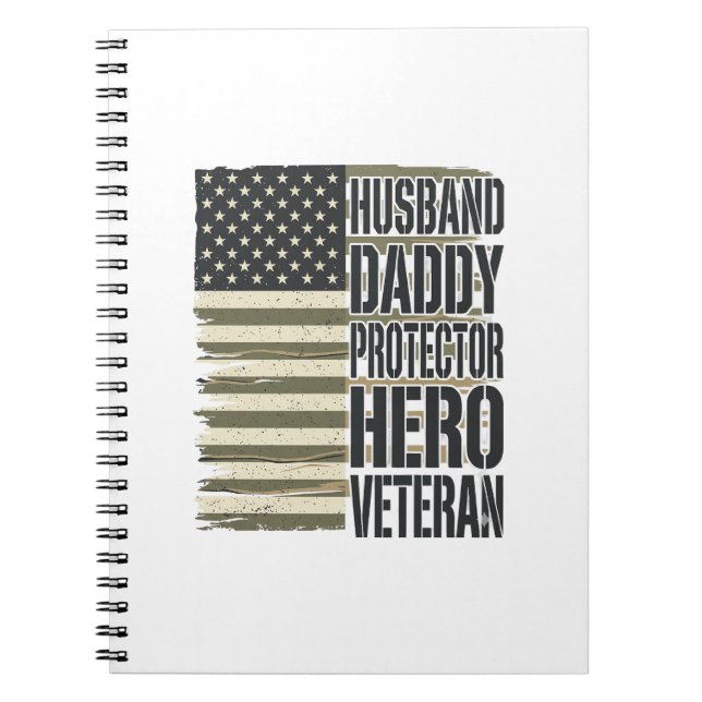 Veteran Ehemann Daddy Beschützer Held Flag Shirt D Notizblock (Vorderseite)