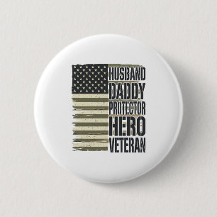 Veteran Ehemann Daddy Beschützer Held Flagge Shirt Button