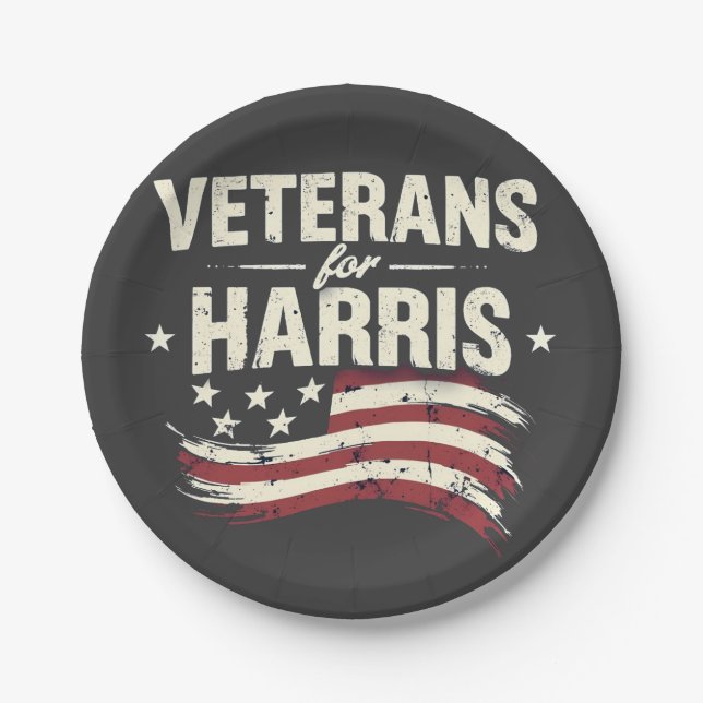 Veteran für die Wahl der Harris Kamala Harris Army Pappteller (Vorderseite)