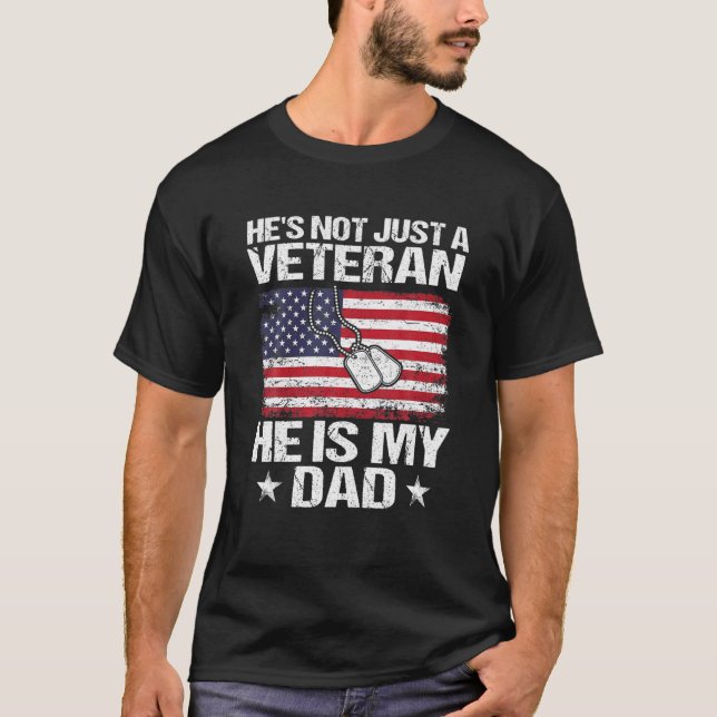 Veteran ist mein Vater Amerikanischer Flaggenvater T-Shirt (Vorderseite)
