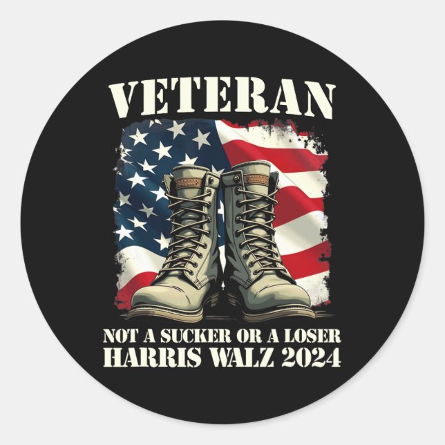 Veteran kein Sucker oder Loser Harris Wheimer 202 Runder Aufkleber (Vorderseite)