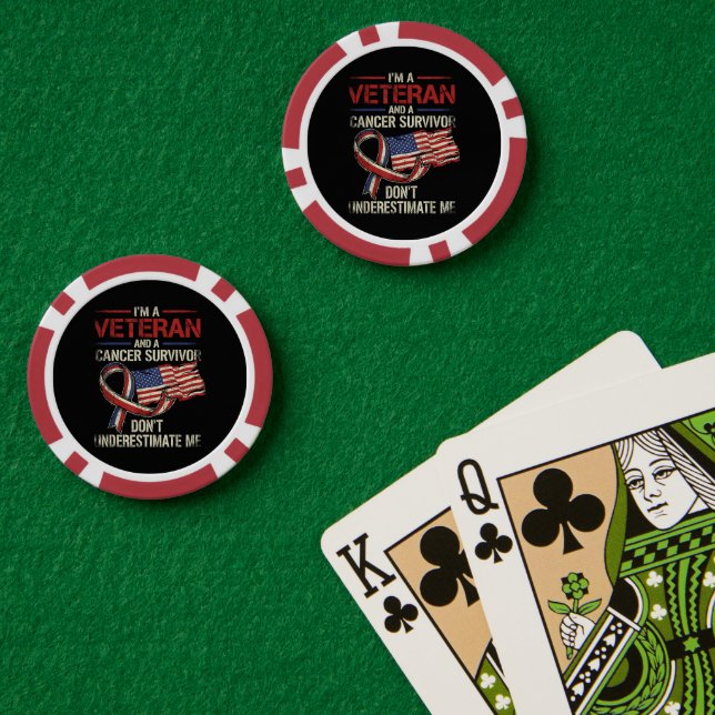 Veteran Krebspatient Über- oder Unterschätze Mich  Pokerchips (Pokertisch (doppelt))
