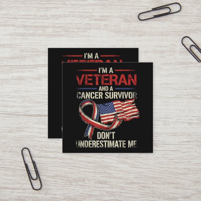 Veteran Krebspatient Über- oder Unterschätze Mich  Quadratische Visitenkarte (Vorderseite/Rückseite Beispiel)