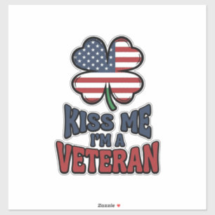Veteran Küss Mich Patriotischer Klee Vintage-Shirt Aufkleber