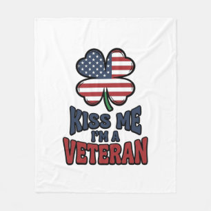 Veteran Küss Mich Patriotischer Klee Vintage-Shirt Fleecedecke