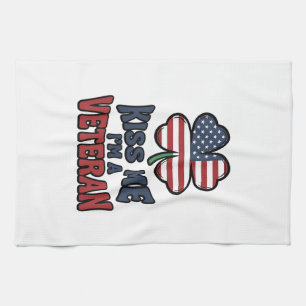 Veteran Küss Mich Patriotischer Klee Vintage-Shirt Geschirrtuch