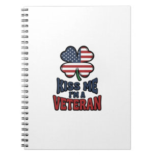 Veteran Küss Mich Patriotischer Klee Vintage-Shirt Notizblock