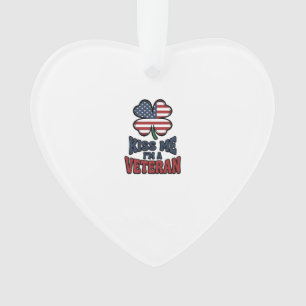 Veteran Küss Mich Patriotischer Klee Vintage-Shirt Ornament