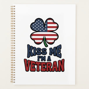 Veteran Küss Mich Patriotischer Klee Vintage-Shirt Planer
