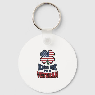 Veteran Küss Mich Patriotischer Klee Vintage-Shirt Schlüsselanhänger