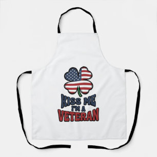 Veteran Küss Mich Patriotischer Klee Vintage-Shirt Schürze