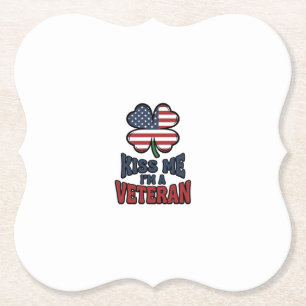 Veteran Küss Mich Patriotischer Klee Vintage-Shirt Untersetzer