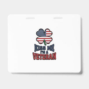 Veteran Küsse Mich Patriotischer Klee Vintage-Shir Ausweis