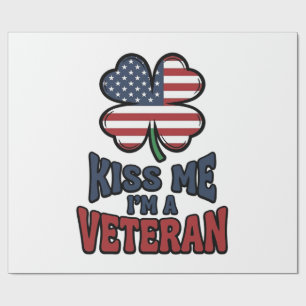 Veteran Küsse Mich Patriotischer Klee Vintage-Shir Geschenkpapier