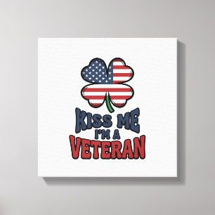 Veteran Küsse Mich Patriotischer Klee Vintage-Shir Leinwanddruck