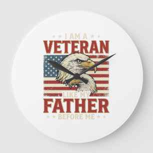 Veteran Like My Father Before Me Eagle T-Shirt_1 Große Wanduhr