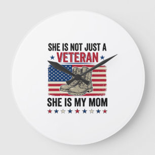 Veteran Mama Patriotisches Militärstiefel-Shirt-De Große Wanduhr
