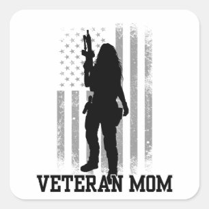 Veteran-Mama Quadratischer Aufkleber