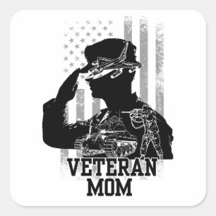 Veteran-Mama Quadratischer Aufkleber